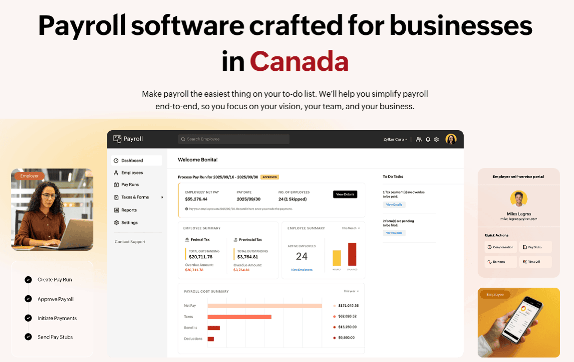 Why Canadian Small Businesses Should Consider Zoho Payroll Over QuickBooks and SimplePay